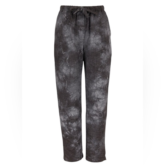 Raquel Allegra Black Check Tie Dye Drawstring Pants - Picture 1 of 12